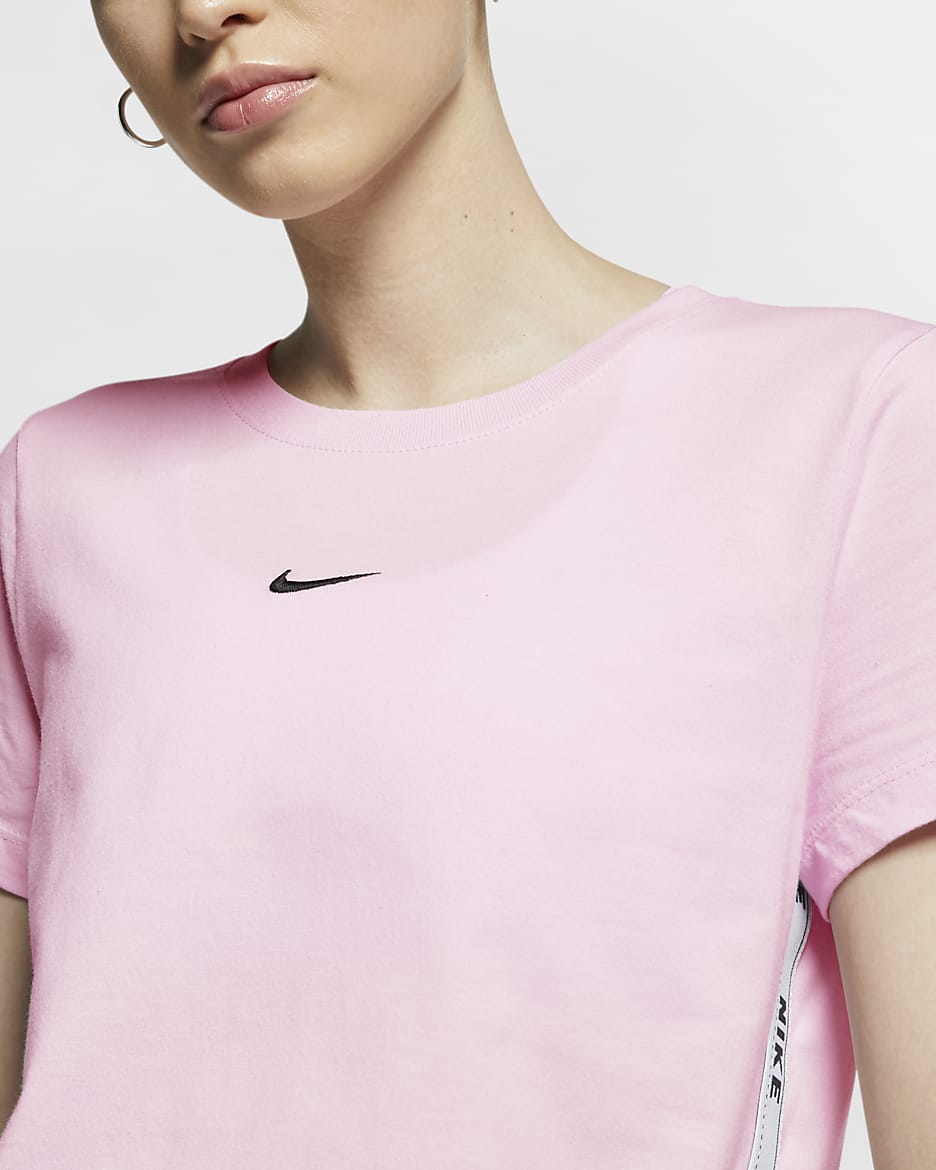 Pink and white nike t shirt best sale